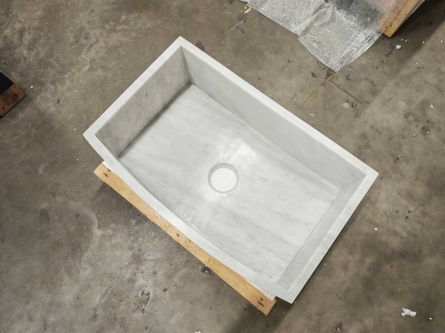 Natuursteen wit marmer wastafel 76x46x26 cm - afbeelding 5 van  6