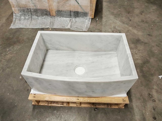 Natuursteen wit marmer wastafel 76x46x26 cm - afbeelding 4 van  6