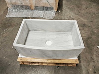 Natuursteen wit marmer wastafel 76x46x26 cm - afbeelding 4 van  6