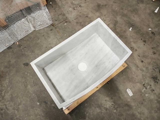 Natuursteen wit marmer wastafel 76x46x26 cm - afbeelding 3 van  5