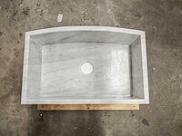 Natuursteen wit marmer wastafel 76x46x26 cm - afbeelding 1 van  6