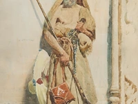 Nazzareno cipriani (1843-1925), portrait of an ottoman, watercolour on paper 54 x 34 cm. (21.26 x 13.39 in.), frame: 78.5 x 58.5 cm. (30.91 x 23.03 in.)