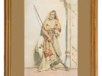 Nazzareno cipriani (1843-1925), portrait of an ottoman, watercolour on paper 54 x 34 cm. (21.26 x 13.39 in.), frame: 78.5 x 58.5 cm. (30.91 x 23.03 in.) - afbeelding 2 van  4
