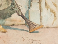 Nazzareno cipriani (1843-1925), portrait of an ottoman, watercolour on paper 54 x 34 cm. (21.26 x 13.39 in.), frame: 78.5 x 58.5 cm. (30.91 x 23.03 in.) - afbeelding 4 van  4