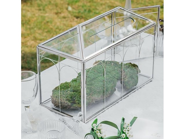 Ncyp glazen kaartendoos met gleuf en slot voor bruiloftsreceptie - afbeelding 3 van  4