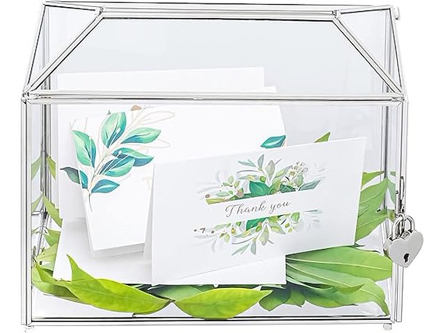 Ncyp zilveren glazen kaartendoos met sleuf en slot - afbeelding 1 van  4