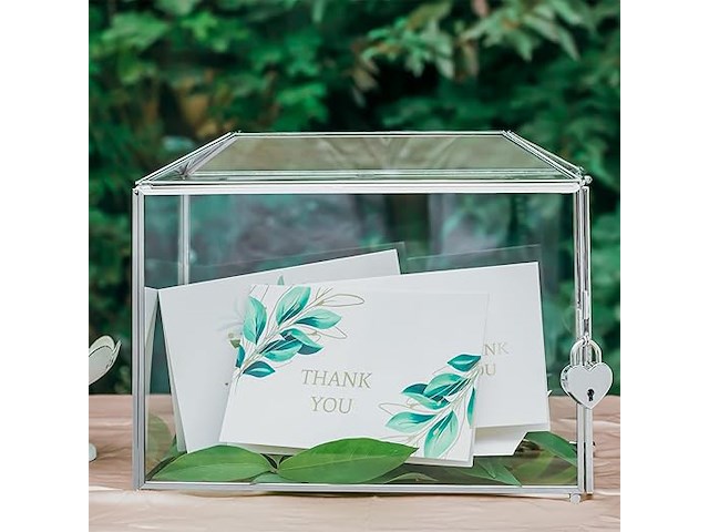 Ncyp zilveren glazen kaartendoos met sleuf en slot - afbeelding 4 van  4