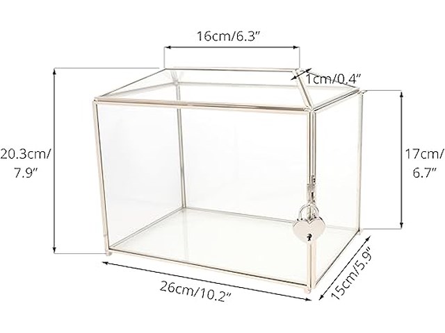 Ncyp zilveren glazen kaartendoos met sleuf en slot - afbeelding 2 van  4