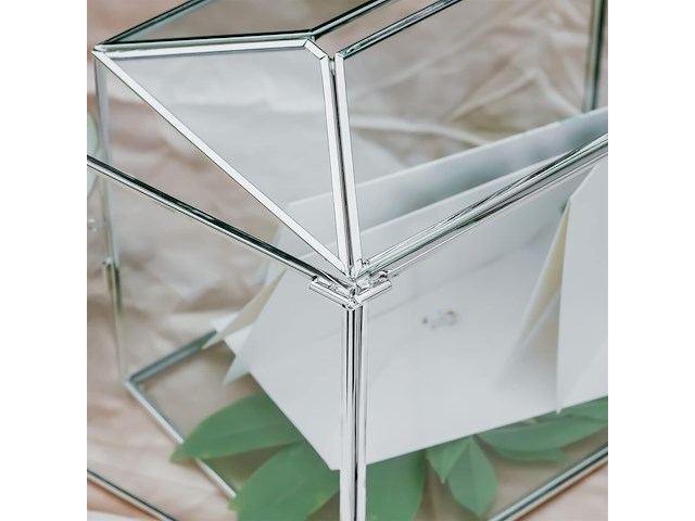 Ncyp zilveren glazen kaartendoos met sleuf en slot - afbeelding 3 van  4