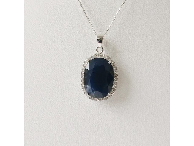 Necklace with pendant sapphire - afbeelding 1 van  7