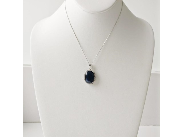 Necklace with pendant sapphire - afbeelding 2 van  7