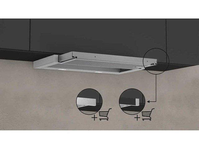 Neff n 50, platte deflector motorkap, 60 cm, zilver metallic, d46ed22x1 - afbeelding 3 van  4