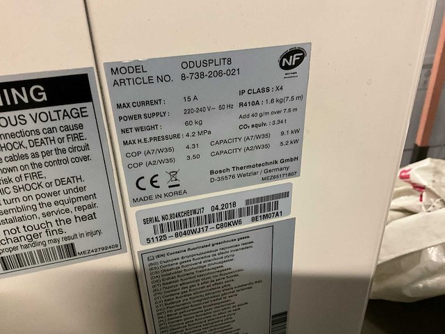 Nefit bosch odu split 8 warmtepomp buiten-unit - afbeelding 2 van  4