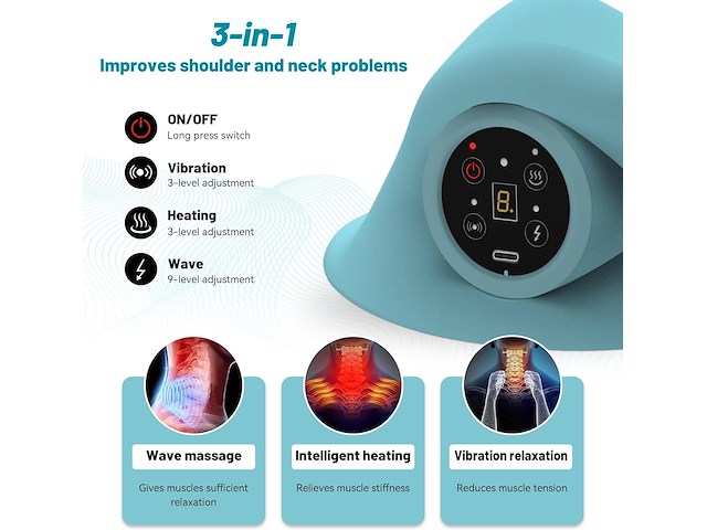 Nekmassageapparaat met warmte & ems - afbeelding 3 van  3