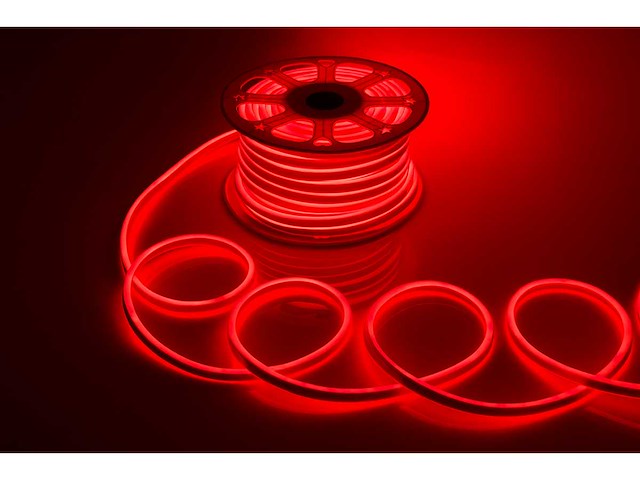 Neon led strip 50m – 8w/m – rood – ip65 waterdicht (x1) - afbeelding 1 van  4