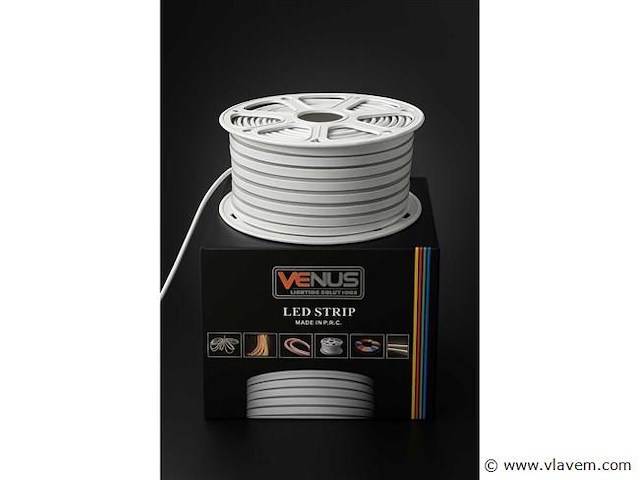 Neon led strip 50m – 8w/m – rood – ip65 waterdicht (x2) - afbeelding 2 van  4