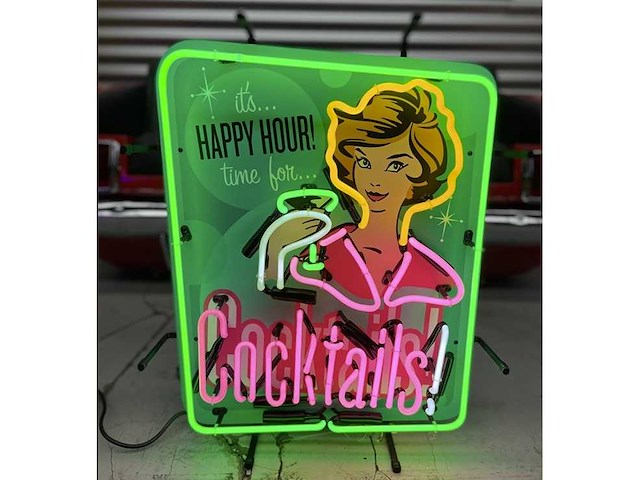 Neon sign cocktails happy hours 60 cm - diverse lichtapparatuur - afbeelding 1 van  1