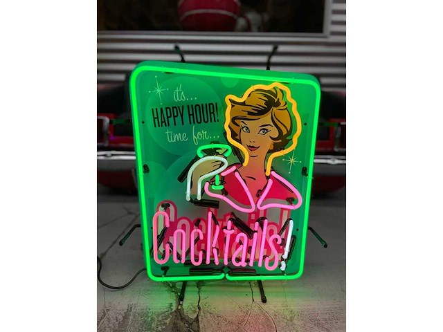 Neon sign cocktails happy hours 60 cm - diverse lichtapparatuur - afbeelding 1 van  1