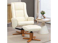 Nepleer gestoffeerde relaxstoel met voetsteun - crèmekleurig - afbeelding 2 van  6