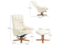 Nepleer gestoffeerde relaxstoel met voetsteun - crèmekleurig - afbeelding 4 van  6