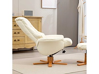 Nepleer gestoffeerde relaxstoel met voetsteun - crèmekleurig - afbeelding 5 van  6