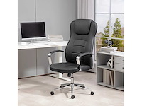 Nepleren bureaustoel, hoogte verstelbaar, gestoffeerde rugleuning, zwart - afbeelding 2 van  6