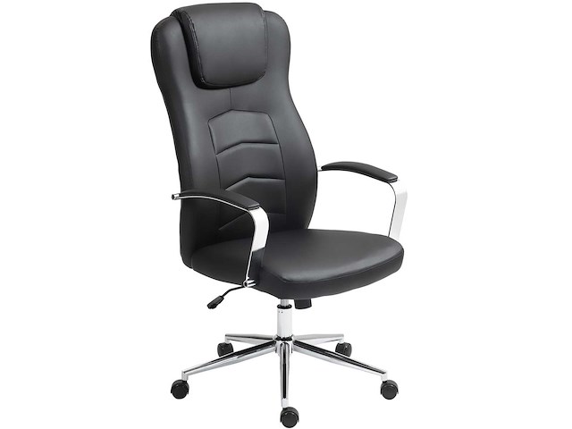 Nepleren bureaustoel, hoogte verstelbaar, gestoffeerde rugleuning, zwart - afbeelding 3 van  6