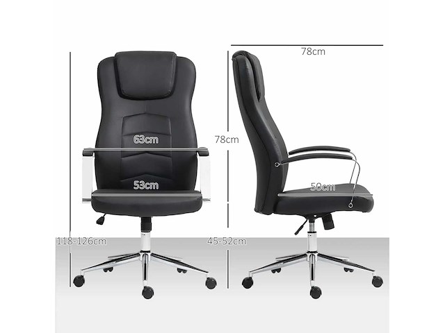 Nepleren bureaustoel, hoogte verstelbaar, gestoffeerde rugleuning, zwart - afbeelding 4 van  6