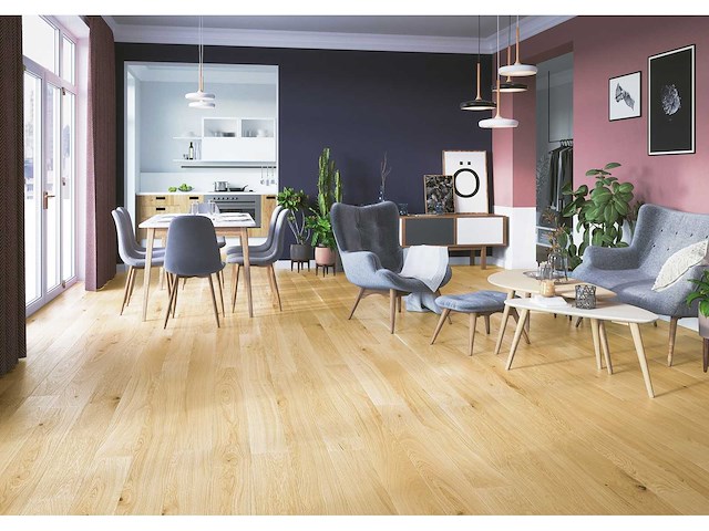 Neptunus half massief eik naturel oil invisble geborsteld parketvloer 45,2 m2 - afbeelding 1 van  1