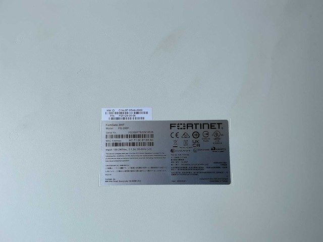 Netbeveiligings apparatuur fortigate 200f - afbeelding 3 van  3