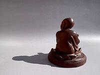 Netsuke - japanese wood sculpture of luohan monk - afbeelding 13 van  16