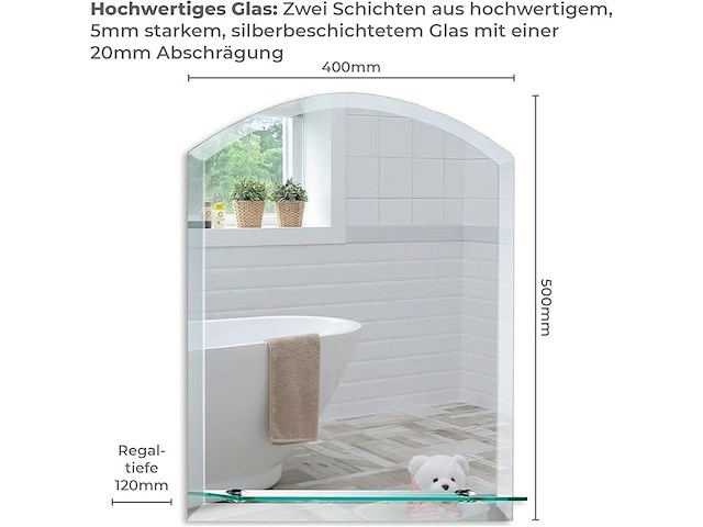 Neue design afgeronde badkamerspiegel - afbeelding 3 van  4