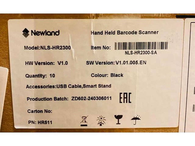 Newland - nls-hr2300-sa - barcodescanner - printer & scanner (190x) - afbeelding 4 van  6