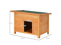 Niche pour chien chat en bois sur pied chenil toit ouvrant bitumé pin massif (x2) - afbeelding 5 van  10