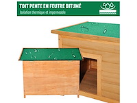 Niche pour chien chat en bois sur pied chenil toit ouvrant bitumé pin massif (x2) - afbeelding 6 van  10