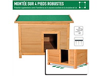 Niche pour chien chat en bois sur pied chenil toit ouvrant bitumé pin massif (x2) - afbeelding 7 van  10