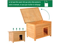 Niche pour chien chat en bois sur pied chenil toit ouvrant bitumé pin massif (x2) - afbeelding 8 van  10