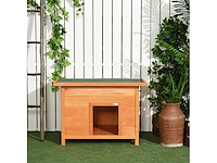 Niche pour chien chat en bois sur pied chenil toit ouvrant bitumé pin massif (x2) - afbeelding 10 van  10