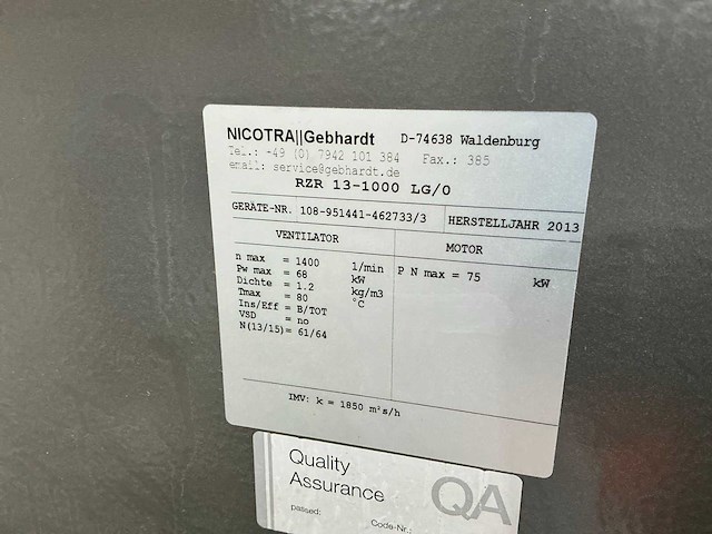 Nicotra gebhardt rzr 13-1000 lg/0 industriële radiaalventilator - afbeelding 3 van  11