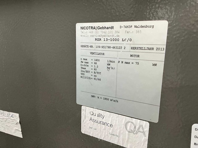 Nicotra gebhardt rzr 13-1000 lg/0 industriële radiaalventilator - afbeelding 2 van  10