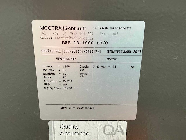 Nicotra gebhardt rzr 13-1000 lg/0 industriële radiaalventilator - afbeelding 6 van  6