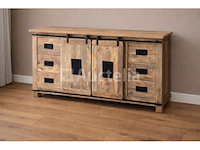 Nieuw massief houten dressoir met houten schuifdeuren 180x45x90cm - afbeelding 1 van  1