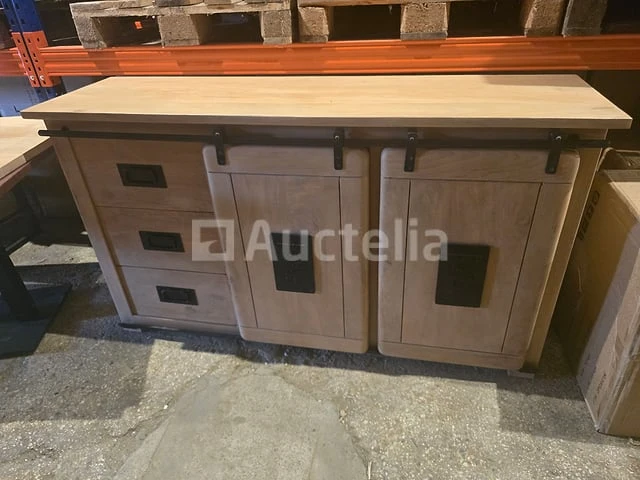 Nieuw massief houten dressoir met houten schuifdeuren 180x45x90cm - afbeelding 1 van  1