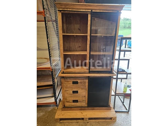 Nieuw massief houten porselein kast 120x45x220cm - afbeelding 1 van  1