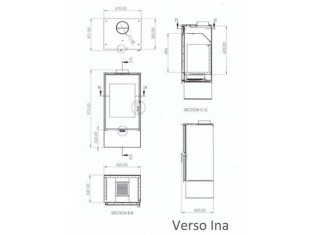 Nieuwe houtkachel 470x400x970mm - afbeelding 3 van  3