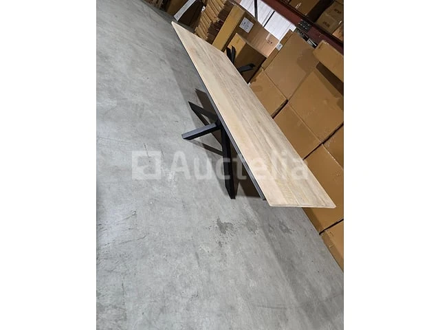 Nieuwe mangohouten tafel 300x100cm matrix metalen poot - afbeelding 2 van  3
