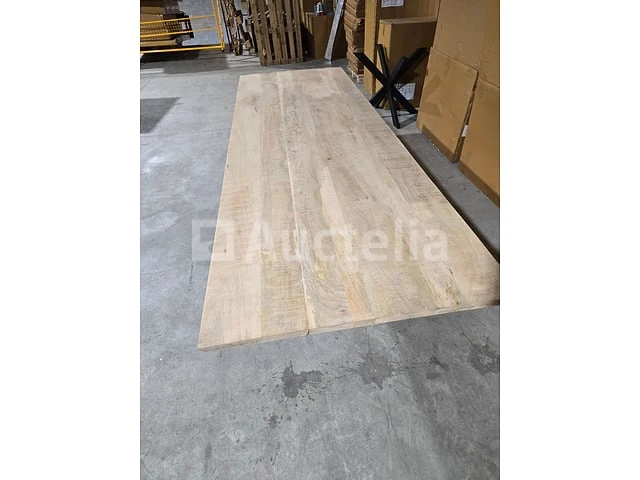 Nieuwe mangohouten tafel 300x100cm matrix metalen poot - afbeelding 3 van  3