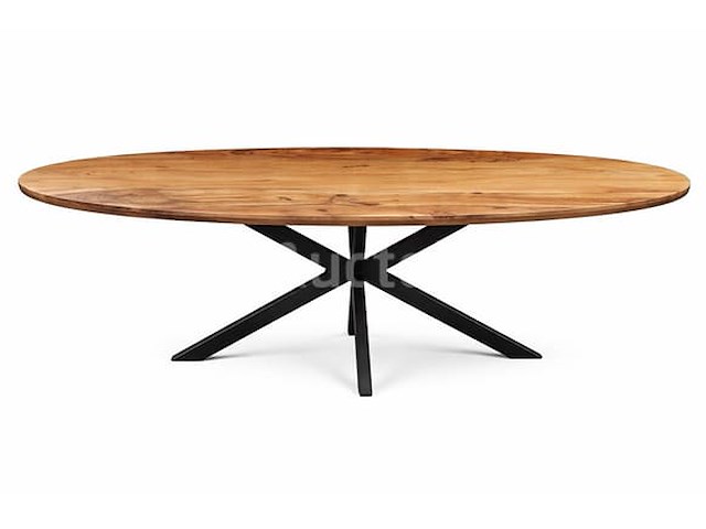 Nieuwe massief houten tafel acacia ovaal 240x120x3,8 cm hoogte 77 cm - afbeelding 1 van  1