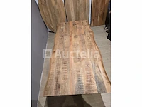 Nieuwe massief houten tafel, onregelmatige randen 180x100x3,8 cm hoogte 77 cm u-voeten - afbeelding 2 van  2
