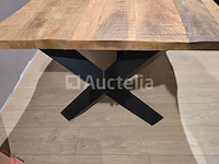 Nieuwe massief houten tafel, onregelmatige randen 180x100x3,8 cm hoogte 77 cm voet x - afbeelding 1 van  2